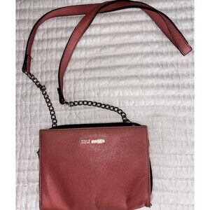 Steve Madden Crossbody Double Sided Wallet Purse Silver Chain Salmon
